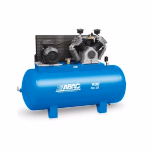 Compressore bistadio 20 HP Serie Pro ABAC fornito da FM2, gruppo pompante a quattro cilindri a V ad alte prestazioni