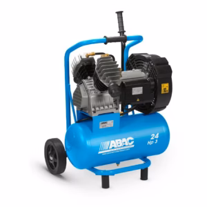 Compressore 3 HP Serie Gamma V 24 ABAC fornito da FM2, trasmissione diretta lubrificata a olio con serbatoio doppio per uso intensivo