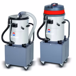 Aspiratori industriali compatti QT e Q-BAT per aspirazione polveri e liquidi con fusti removibili e pulizia filtro meccanica