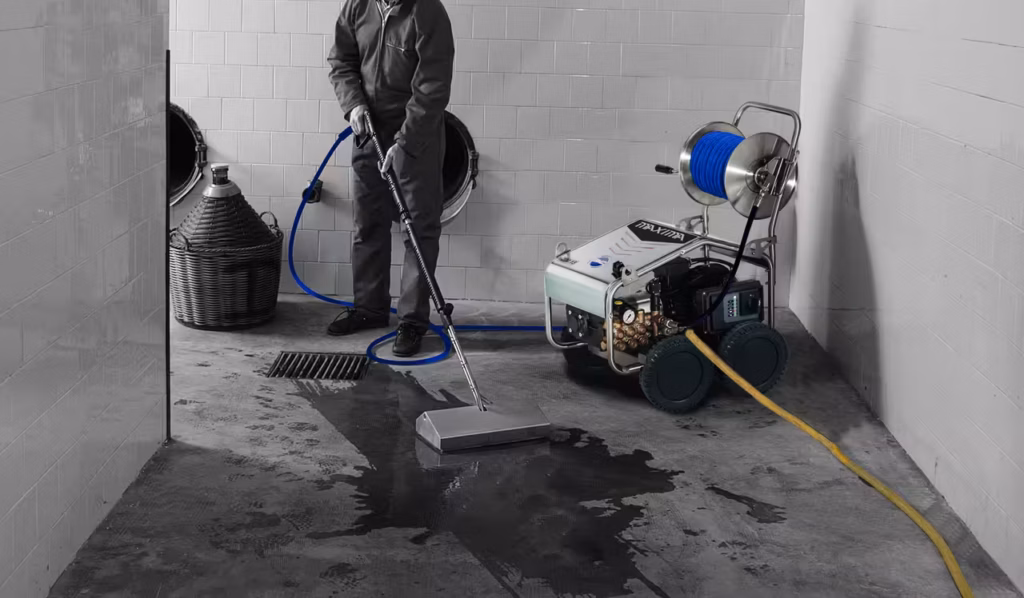 Idropulitrice professionale acqua fredda Maxima BM2 vista laterale dettaglio componenti e struttura compatta