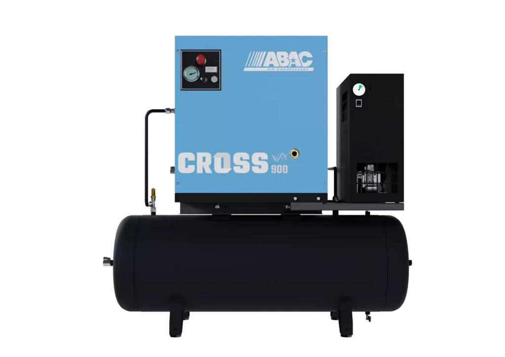 Compressore a vite professionale Cross 900 con serbatoio ed essiccatore integrato per officine e carrozzerie