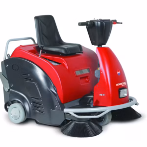 Spazzatrice motorizzata uomo a bordo Dusty 1100 per pulizia industriale di grandi superfici venduta da FM2