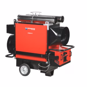 Generatore aria calda carrellato a combustione indiretta con ventilatore assiale per cantieri e eventi venduto da FM2