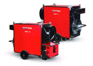 Generatori aria calda carrellati a combustione indiretta con ventilatore assiale per cantieri ed eventi venduti da FM2