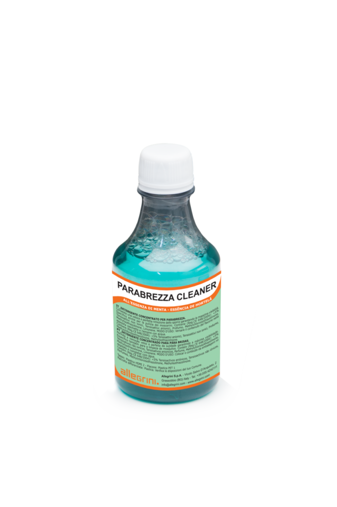 Parabrezza Cleaner Allegrini detergente professionale per vetri auto, flacone dettaglio etichetta e formato prodotto FM2